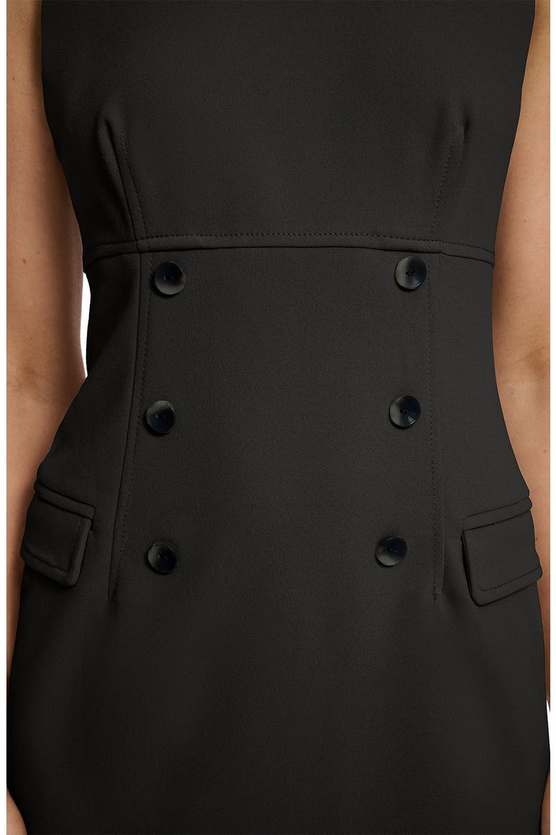 Button Sheath Dress, Alternate, color, BLACK