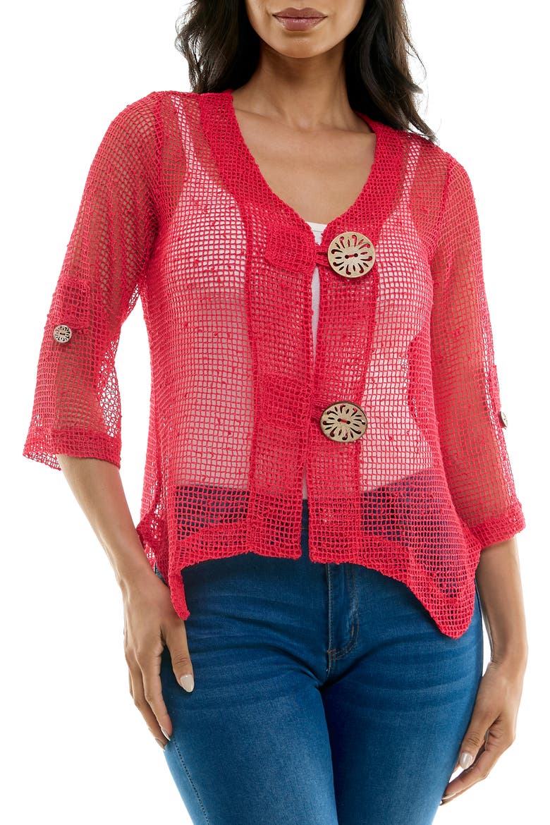 Open Knit Bolero Cardigan, Main, color, CHERRY
