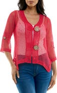 Nina Leonard Open Knit Bolero Cardigan