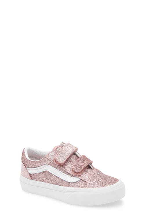 Vans Kids' Old Skool V Sneaker In Glitter Rose Gold