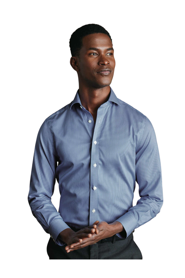 Non-Iron Puppytooth Cutaway Collar Shirt, Main, color, Royal Blue