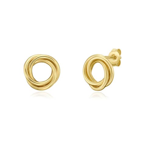 Flat Gold Circle Stud Earrings