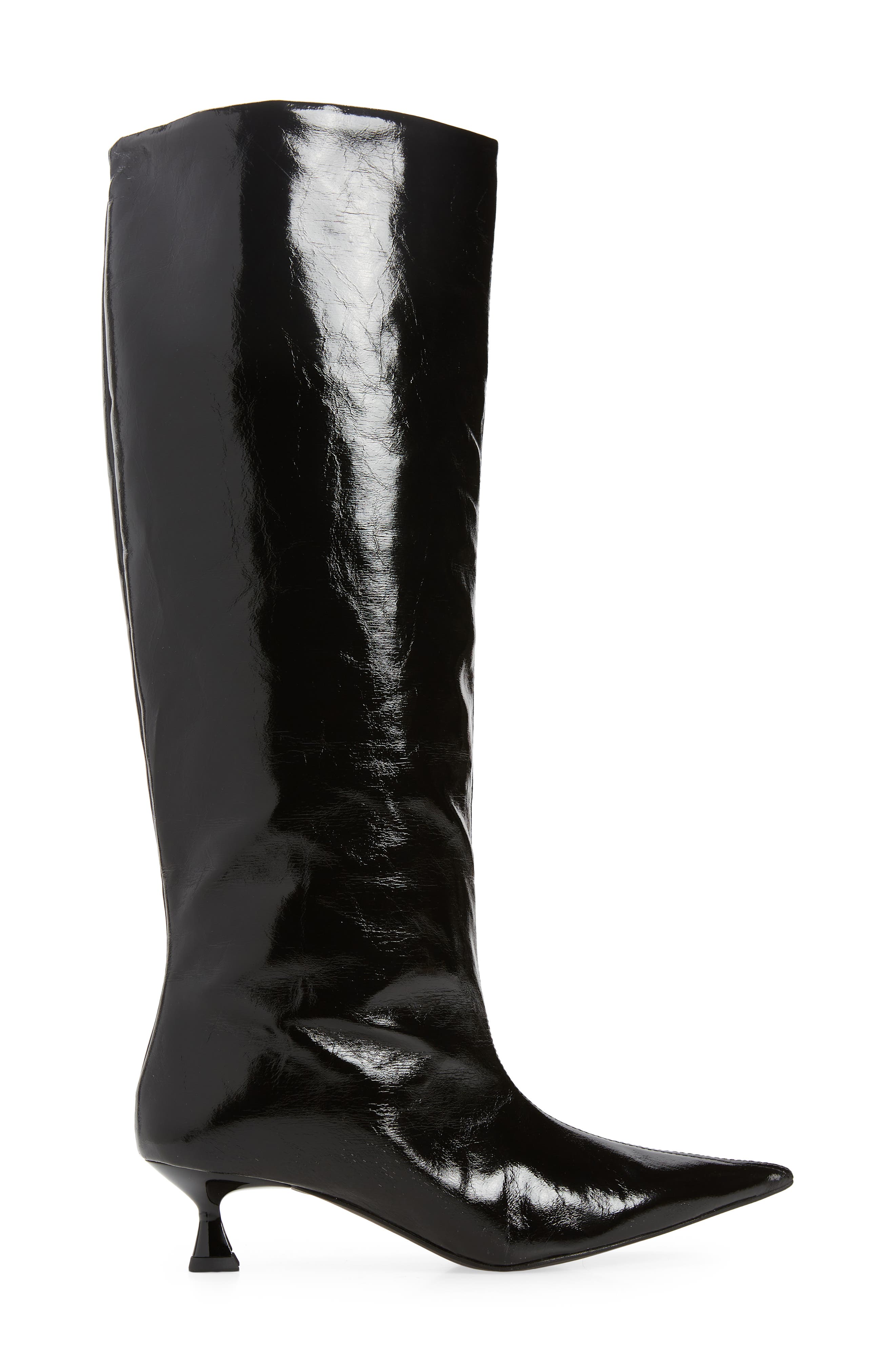 Ganni Slouchy Pointed Toe Knee High Boot, Alternate, color, 