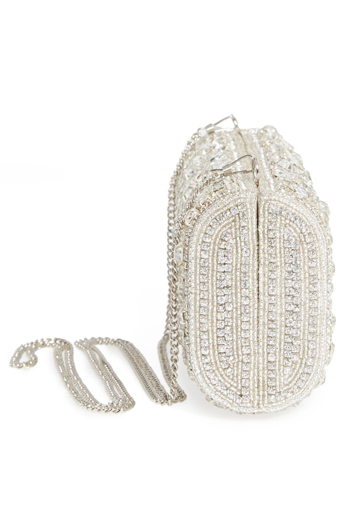 Natasha Couture Beaded & Crystal Clutch, Alternate, color, SILVER