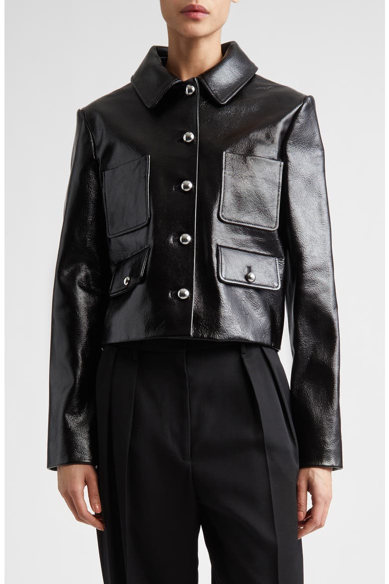 Astley Lambskin Leather Jacket, Main, color, BLACK