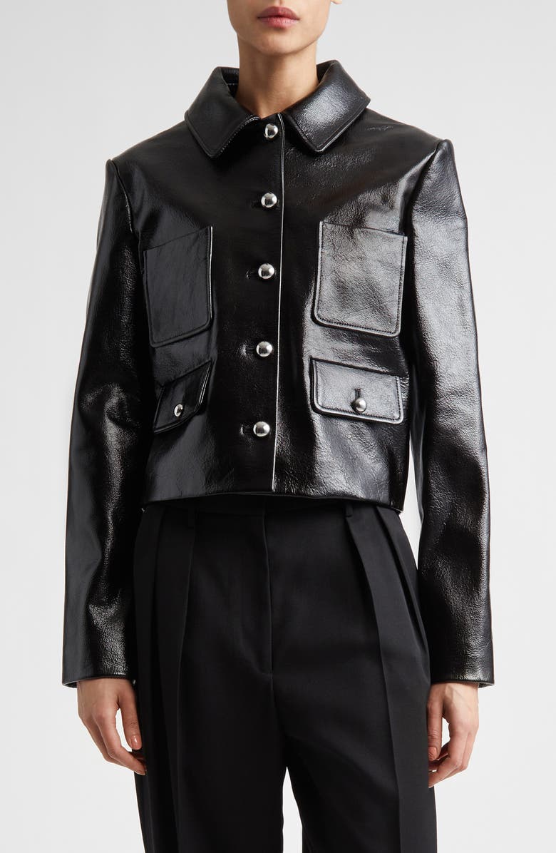 Altuzarra Astley Lambskin Leather Jacket, Main, color, Black