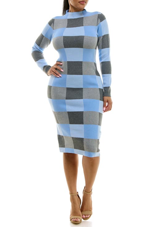 Jacquard Long Sleeve Sweater Dress