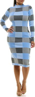 Nina Leonard Jacquard Long Sleeve Sweater Dress