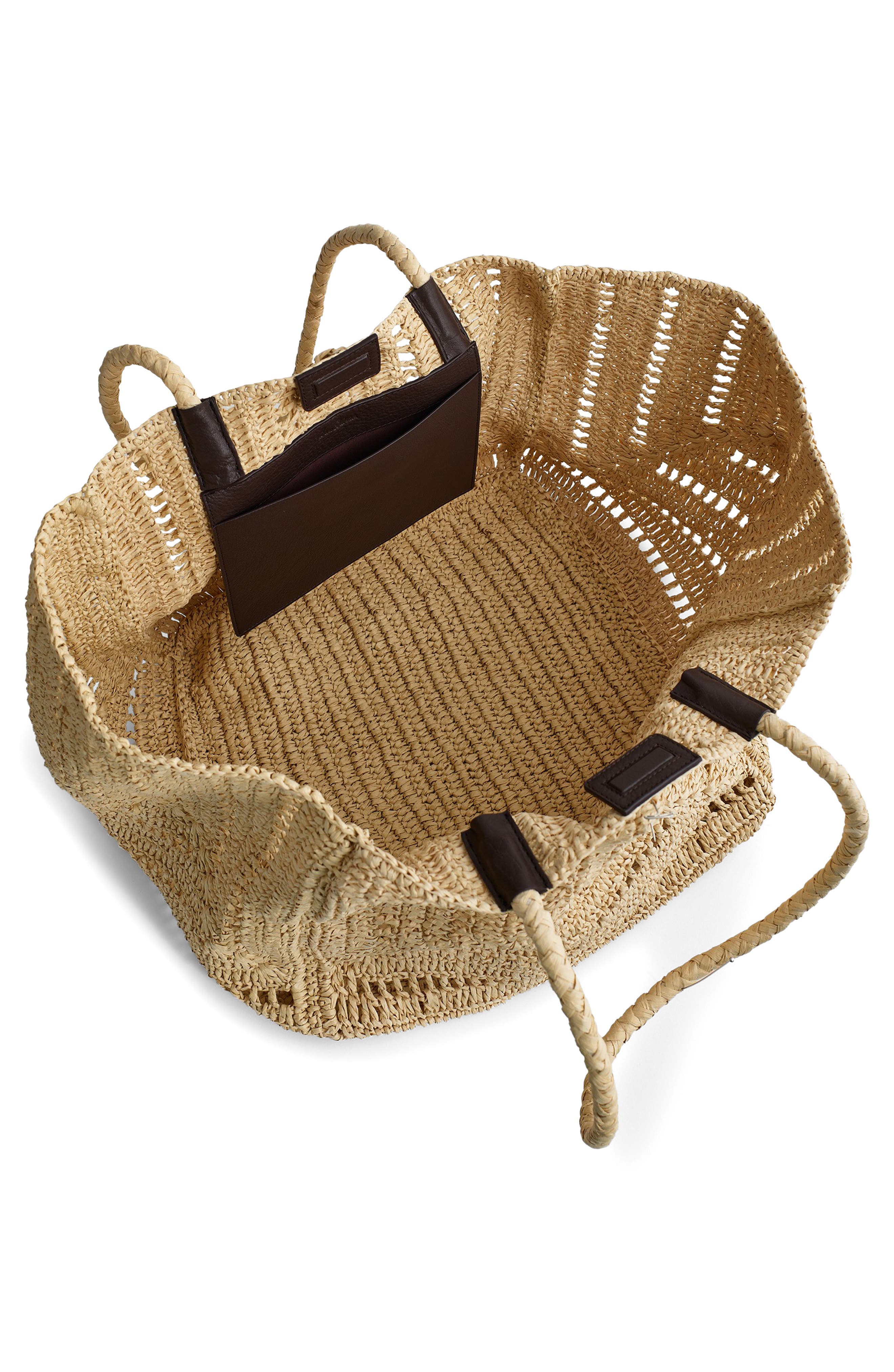 The Eyelet Raffia Shopper Tote, Alternate, color, NATURAL
