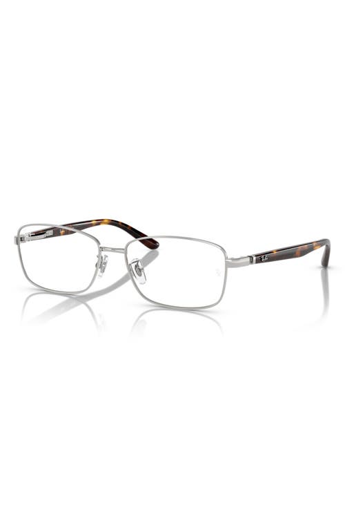 Ray Ban Ray-ban 56mm Rectangular Pillow Optical Glasses In Shiny Silver