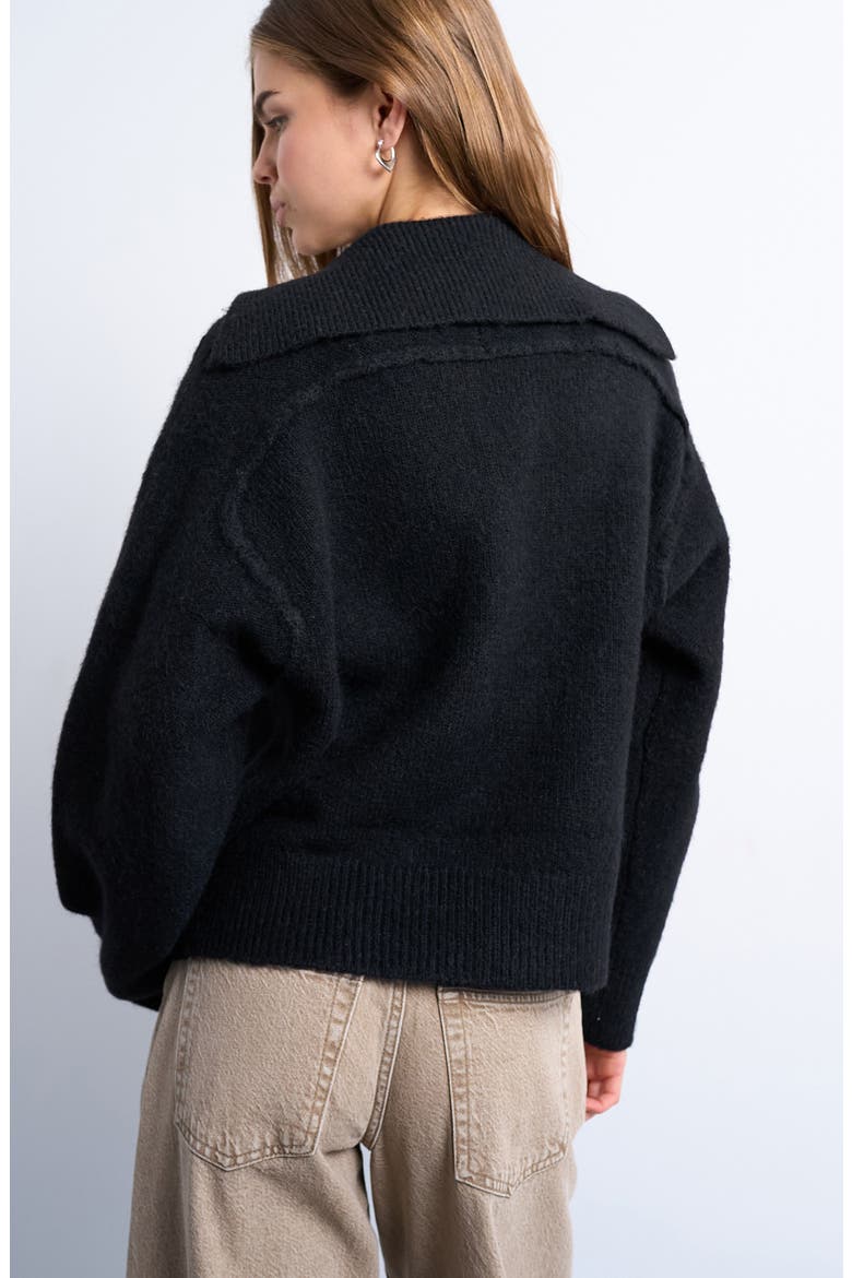 Johnny Collar Sweater, Alternate, color, BLACK