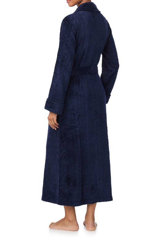 Ralph Lauren Lauren Fleece Monogram Robe In Blue