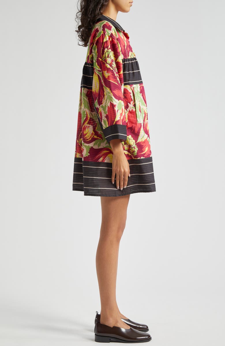 Bode Hibiscus Stripe Cotton Mini Shirtdress, Alternate, color, 