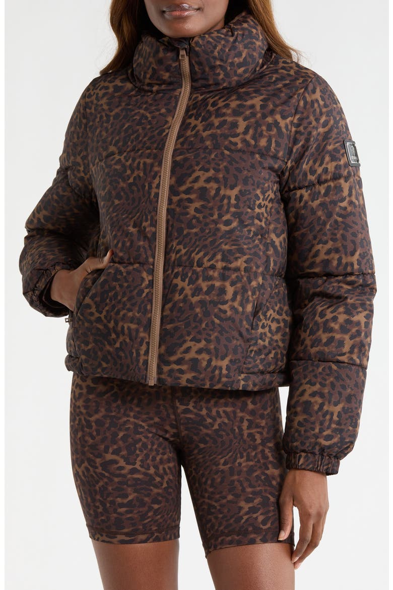 Water Resistant Leopard Print Puffer Jacket, Alternate, color, CARIBOU LEOPARD
