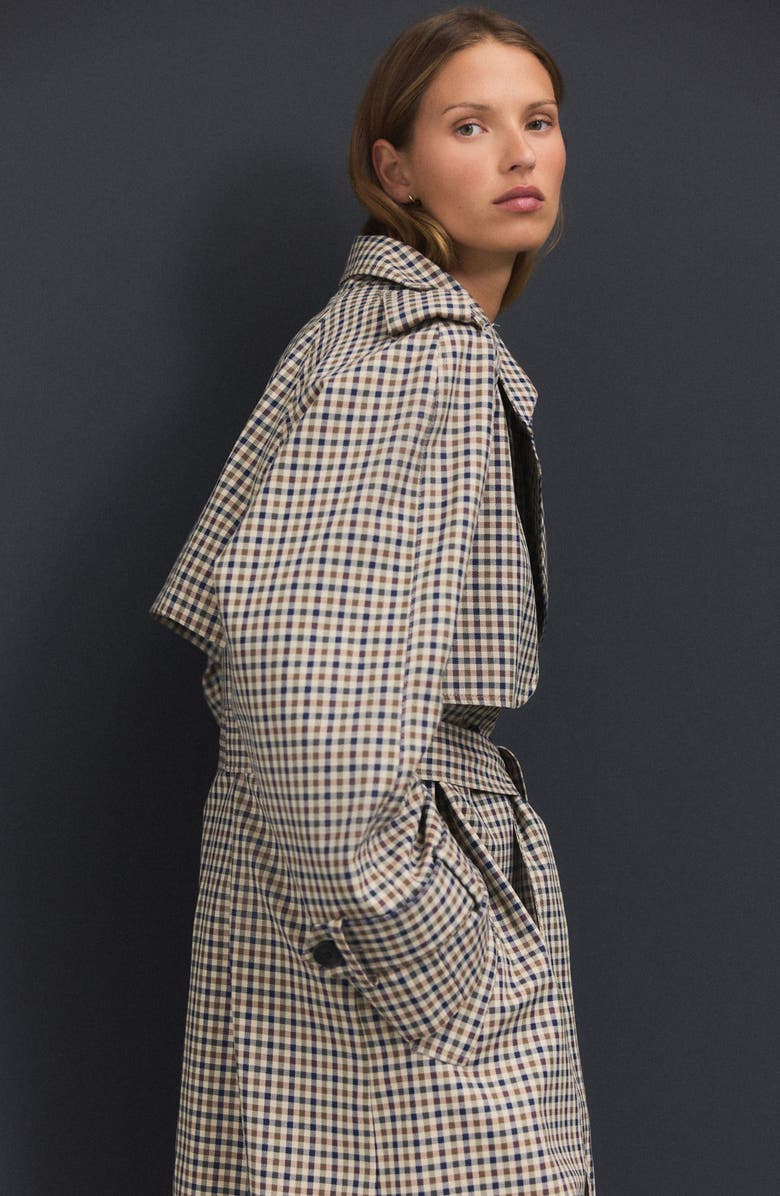 NEXT Check Double Breasted Trench Coat, Alternate, color, Check