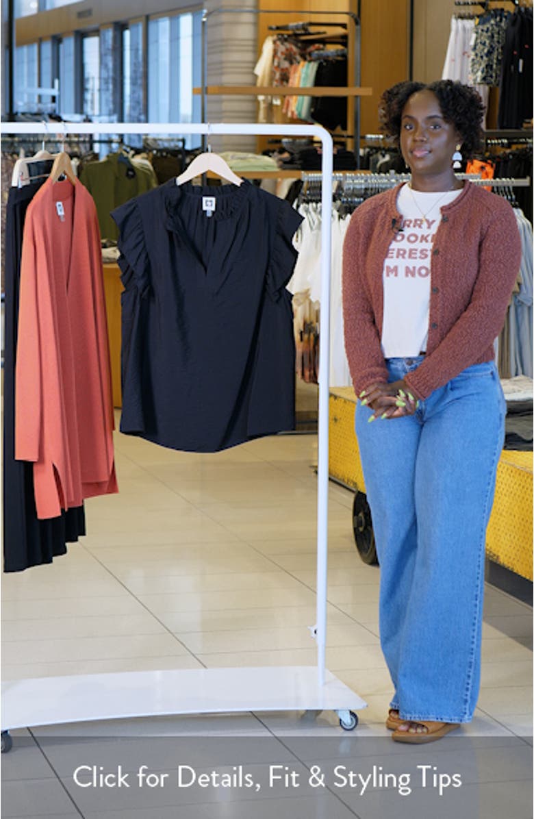 Textured Flutter Sleeve Woven Top, sales video thumbnail