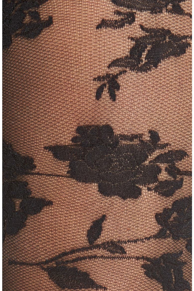 Floral Net Tights, Alternate, color, BLACK