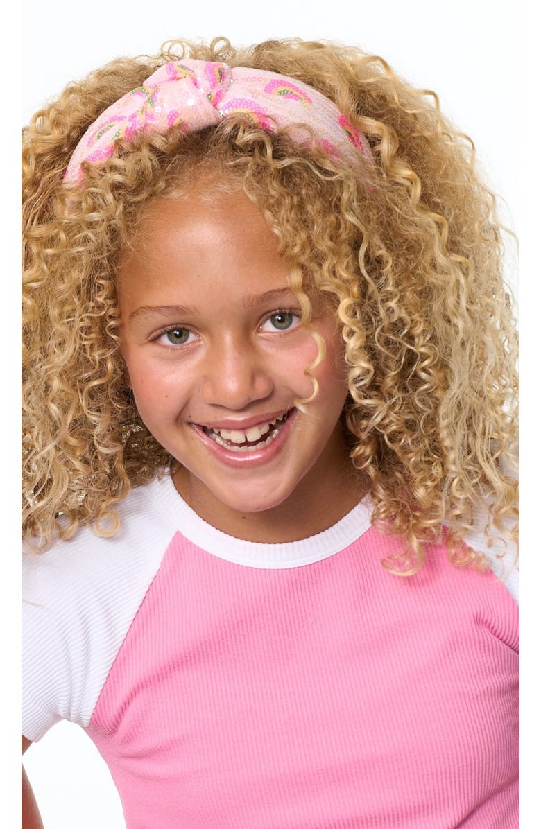 Malibu Sugar Knotted Sequin Headband, Alternate, color, Multi - Pink & Rainbow