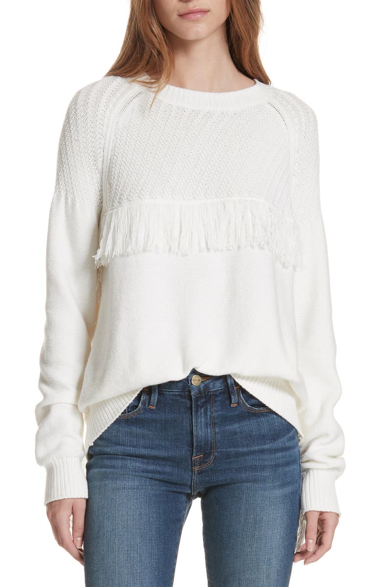 FRAME Fringe Crewneck Sweater, Main, color,