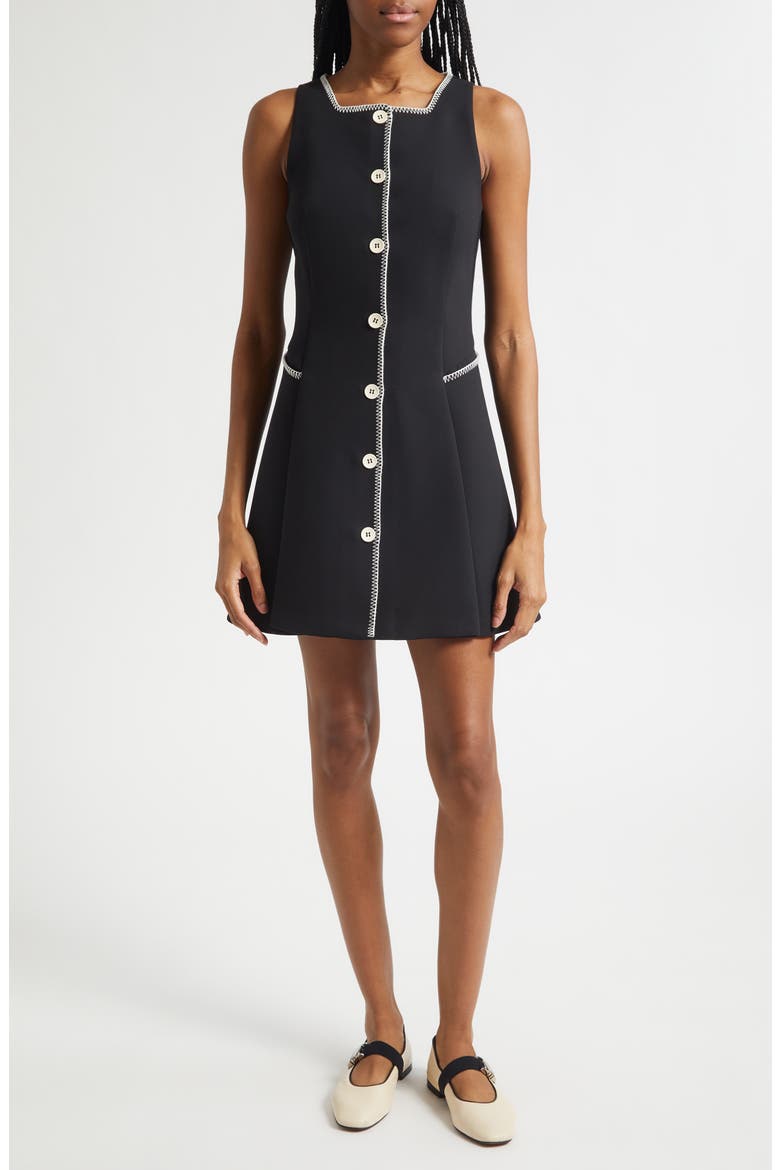 Sleeveless Button Front Minidress, Main, color, BLACK