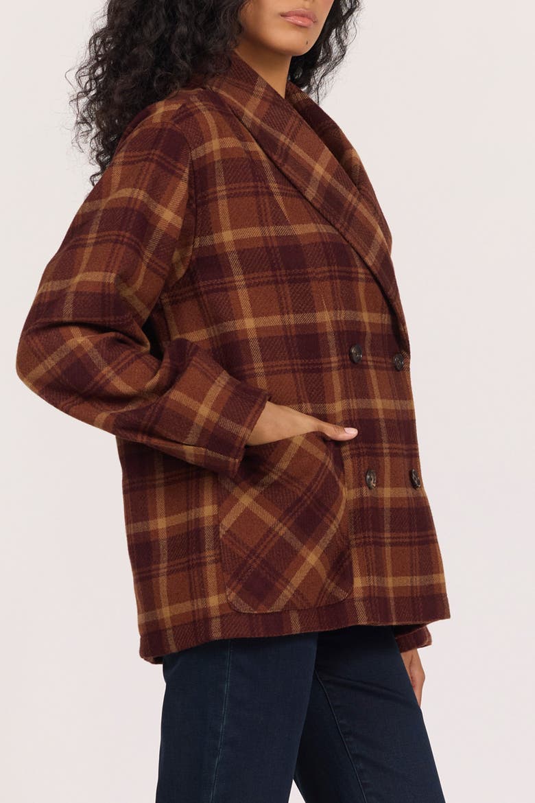 Marlow Plaid Double Breasted Jacket, Alternate, color, Ember Plaid