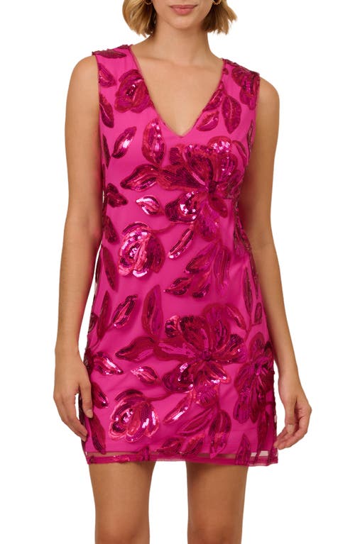 ADRIANNA PAPELL ADRIANNA PAPELL FLORAL SEQUIN COCKTAIL DRESS