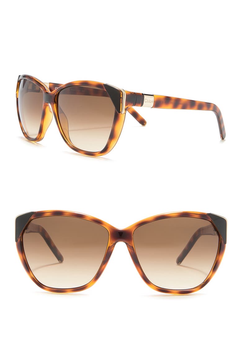 60mm Cat Eye Sunglasses, Main, color, TORTOISE