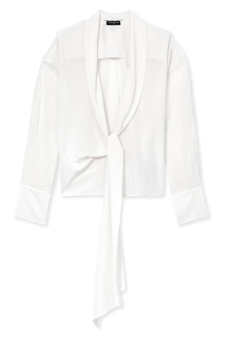 Glenn Tie Waist Silk Top, Alternate, color, IVORY
