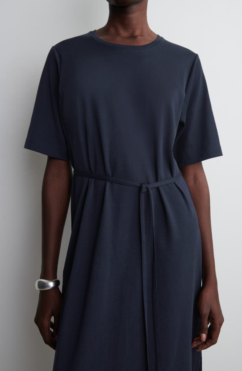 COS Belted Midi T-Shirt Dress, Alternate, color, Blue Dark