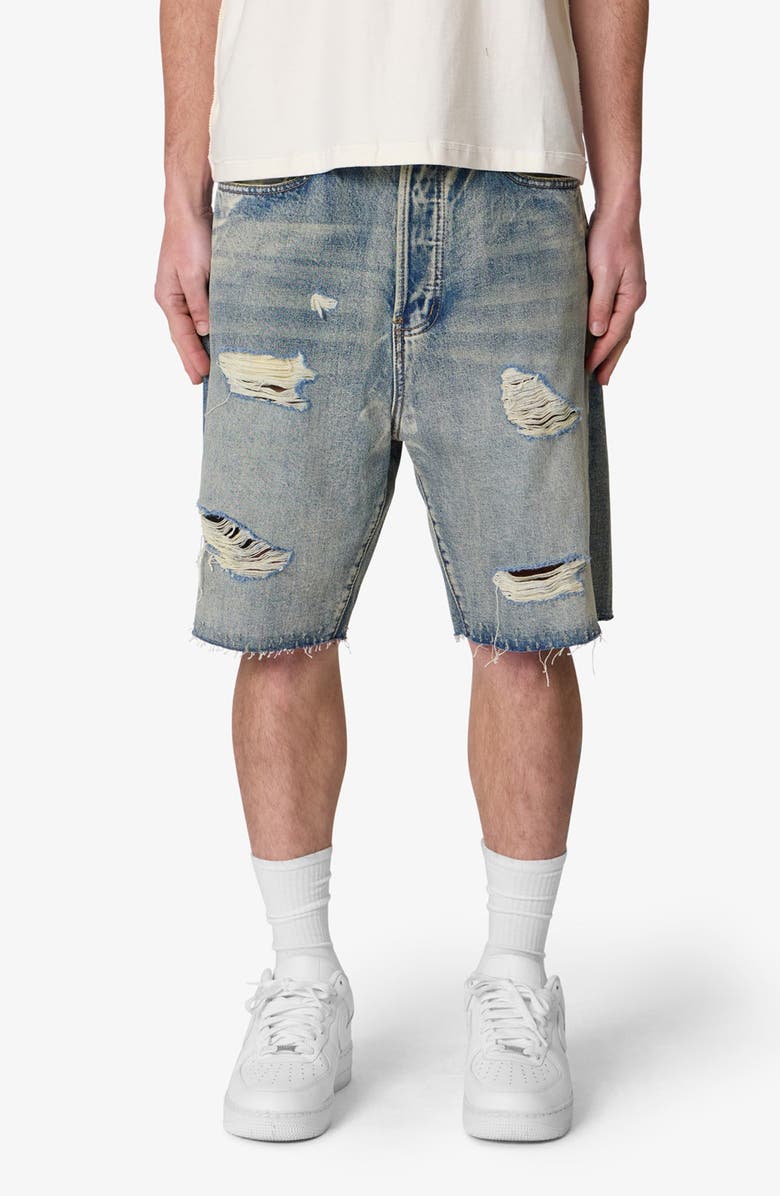 mnml Ripped Baggy Denim Shorts, Main, color, Vintage Blue