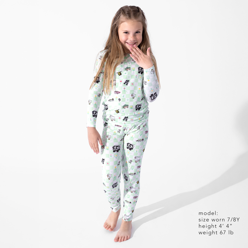 Bellabu Bear Kids' Minecraft Sleep Repeat Set Of 2 Piece Pajamas In Multi