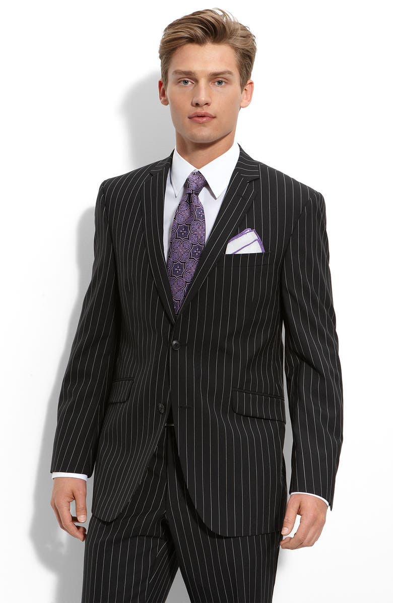 Ben Sherman Charcoal Pinstripe Wool Suit, Main, color, 