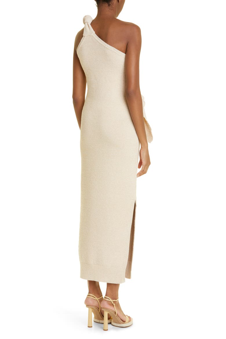 Knot Detail One-Shoulder Links Stitch Dress, Alternate, color, IVORY