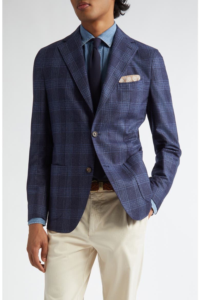 Plaid Wool Blend Sport Coat, Main, color, BLUE