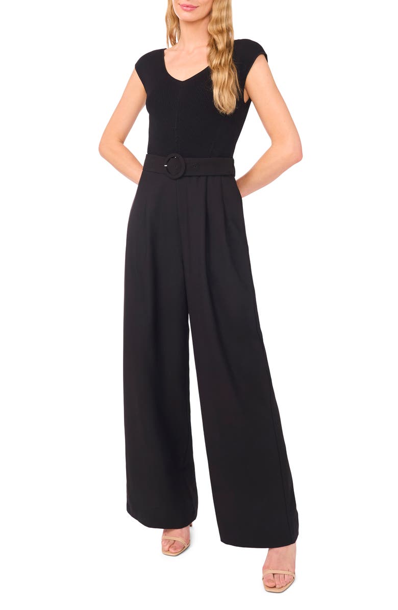 Ted Baker Belted Mixed Media Jumpsuit, Main, color,