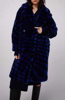 Arwen Houndstooth Check Faux Fur Coat