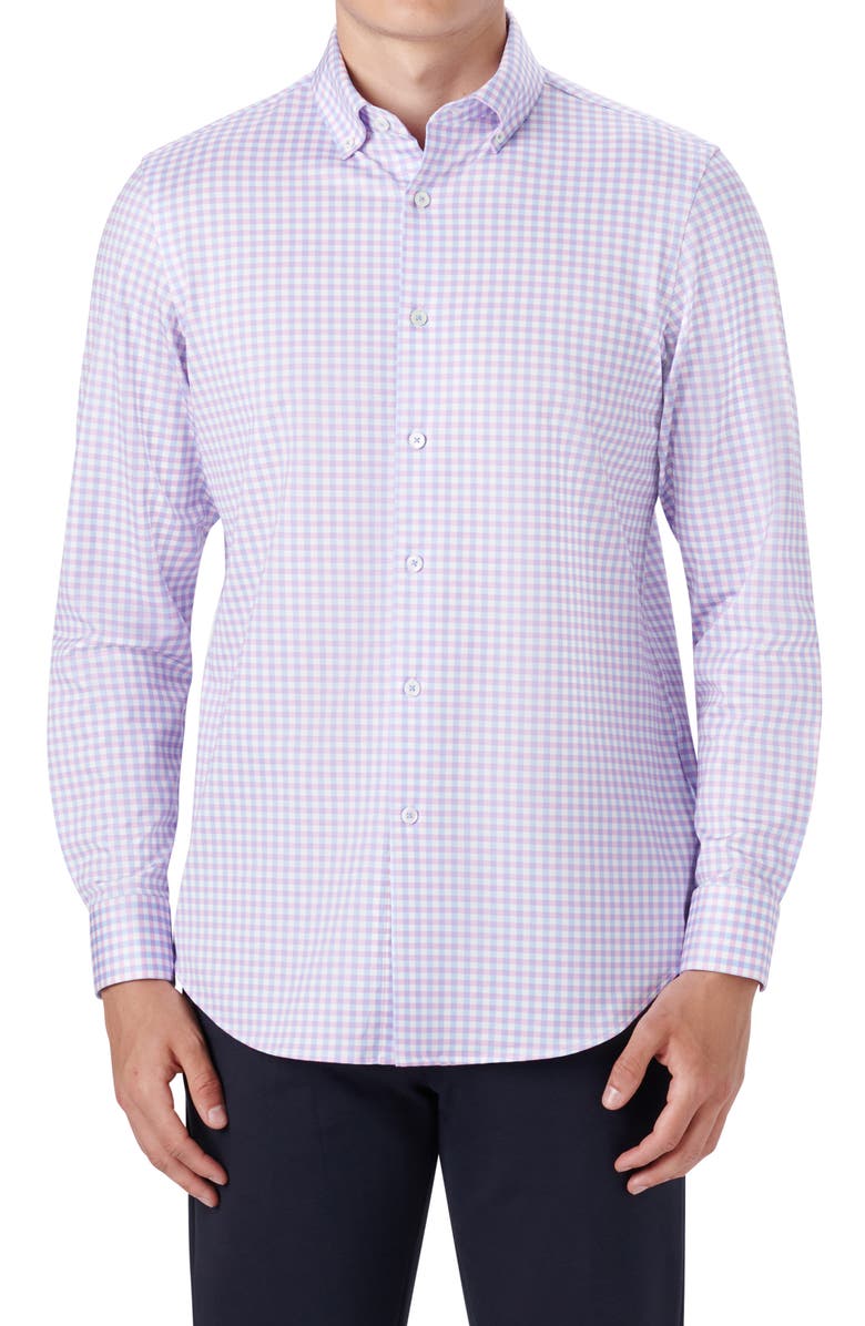 Bugatchi OoohCotton<sup>®</sup> Gingham Check Button-Down Shirt, Main, color, 
