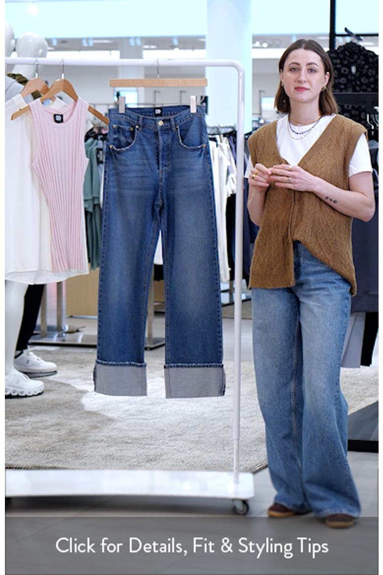 High Waist Cuff Wide Leg Jeans video