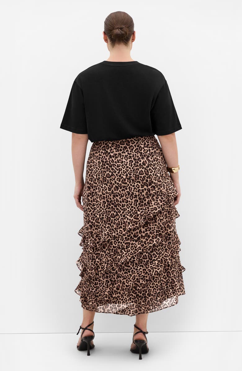 City Chic Skai Leopard Ruffle Maxi Skirt, Alternate, color, Leopard
