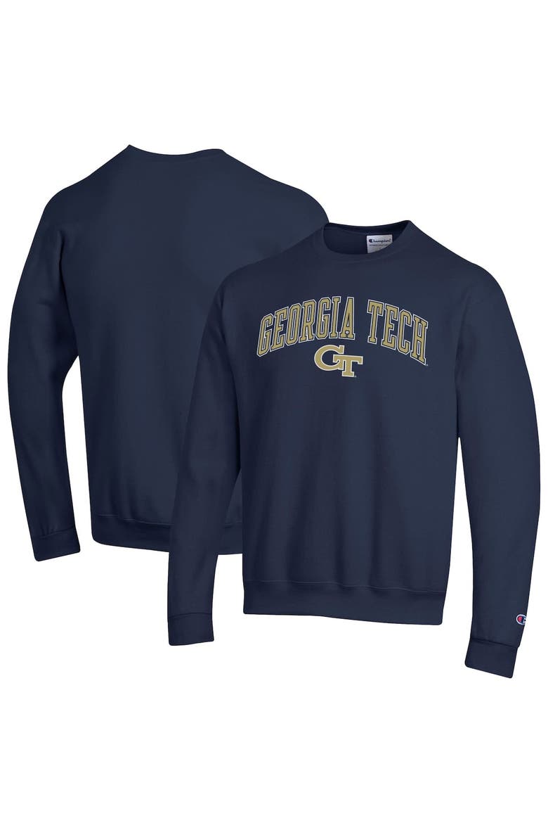 Men's Champion  Navy Georgia Tech Yellow Jackets Arch Over Logo Pullover Sweatshirt, Main, color, Navy