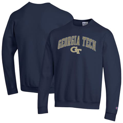 Men's Champion  Navy Georgia Tech Yellow Jackets Arch Over Logo Pullover Sweatshirt