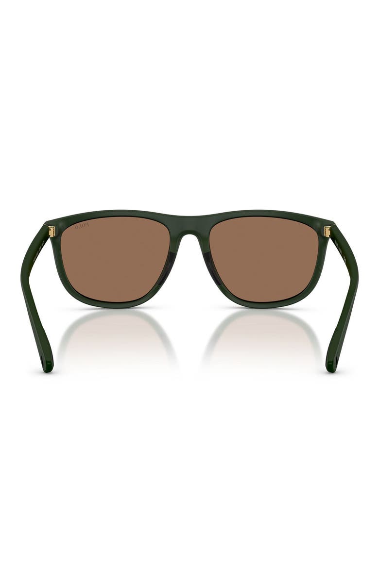 57mm Pillow Sunglasses, Alternate, color, MATTE DARK GREEN / DARK BROWN