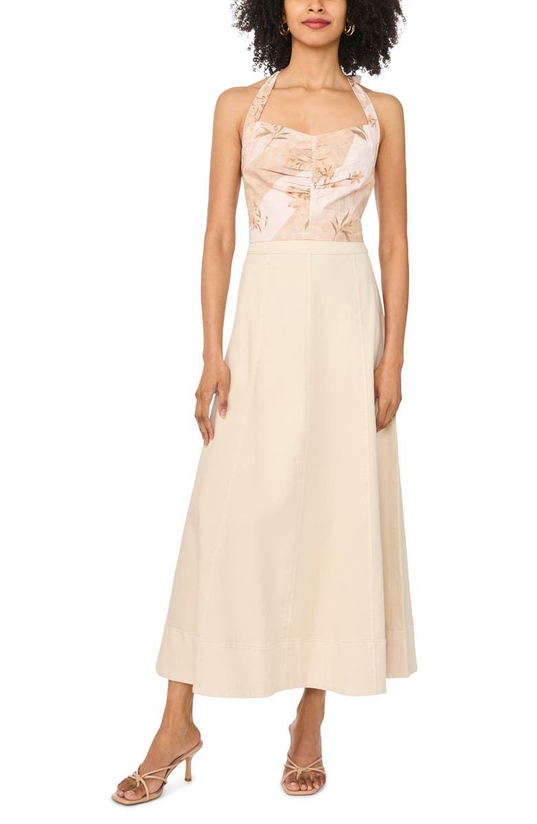 Parker Floral Halter Neck Cotton Crop Top, Alternate, color, Ivory Cream