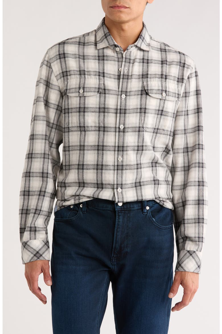 Buenavis Plaid Button-Up Shirt, Main, color, WHITE/ BLACK