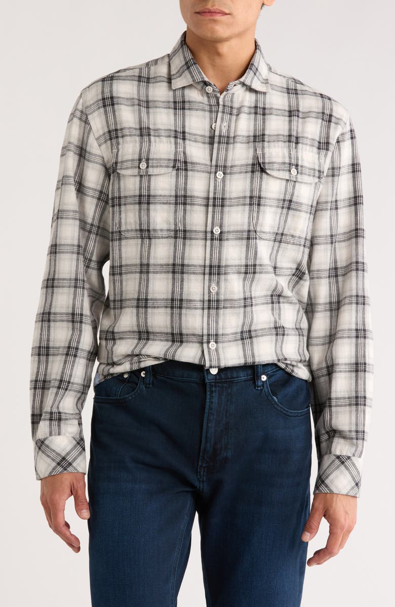 James Campbell Buenavis Plaid Button-Up Shirt, Main, color, White/ Black