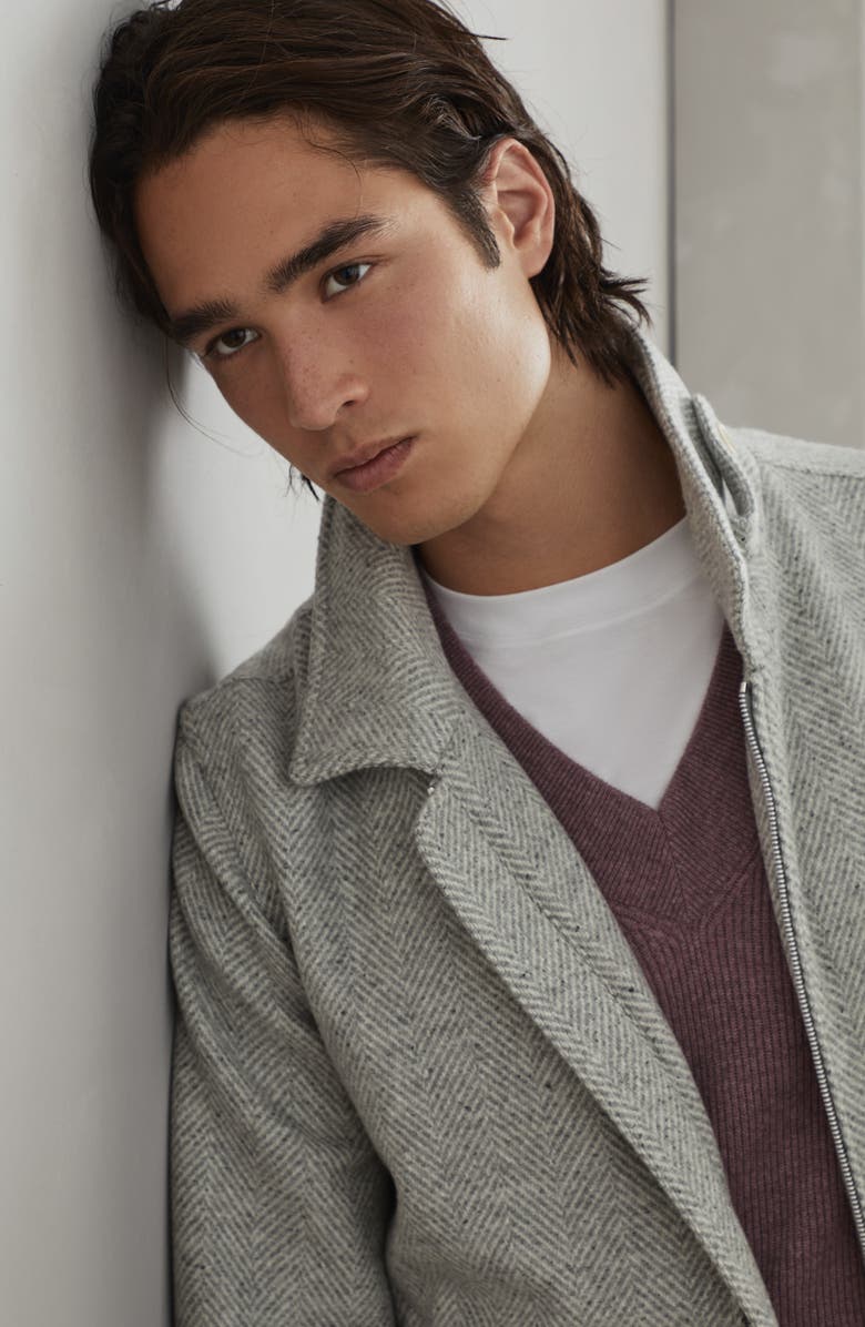 Brunello Cucinelli Chevron bomber jacket, Alternate, color, 