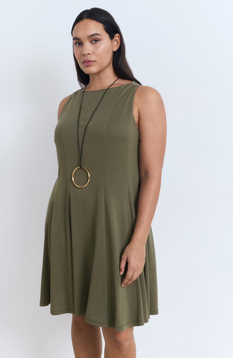 MANGO Sleeveless Pleated Dress, Alternate, color, Khaki Green
