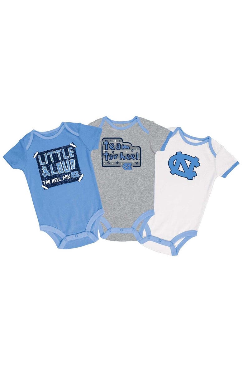 Champion Infant Champion Carolina Blue/Gray/White North Carolina Tar Heels 3-Pack Bodysuit Set, Main, color, 