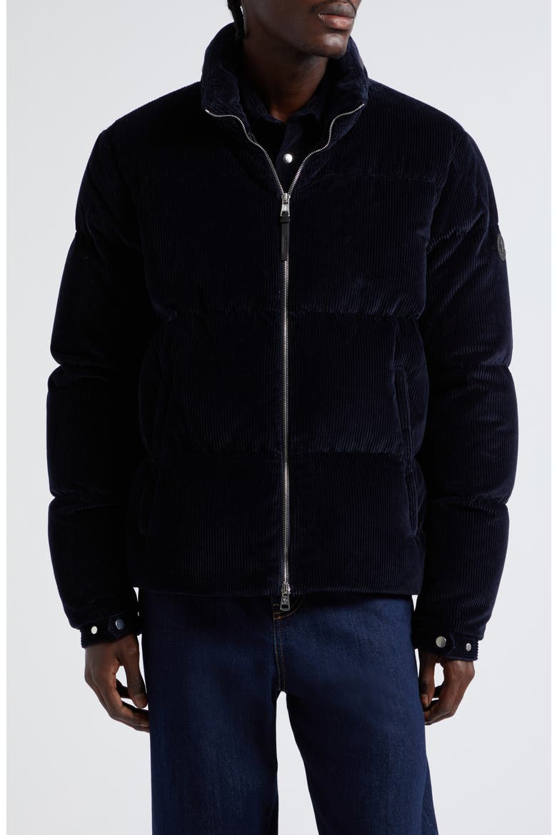 Besbre Quilted Corduroy Short Down Puffer Jacket, Main, color, NIGHT SKY
