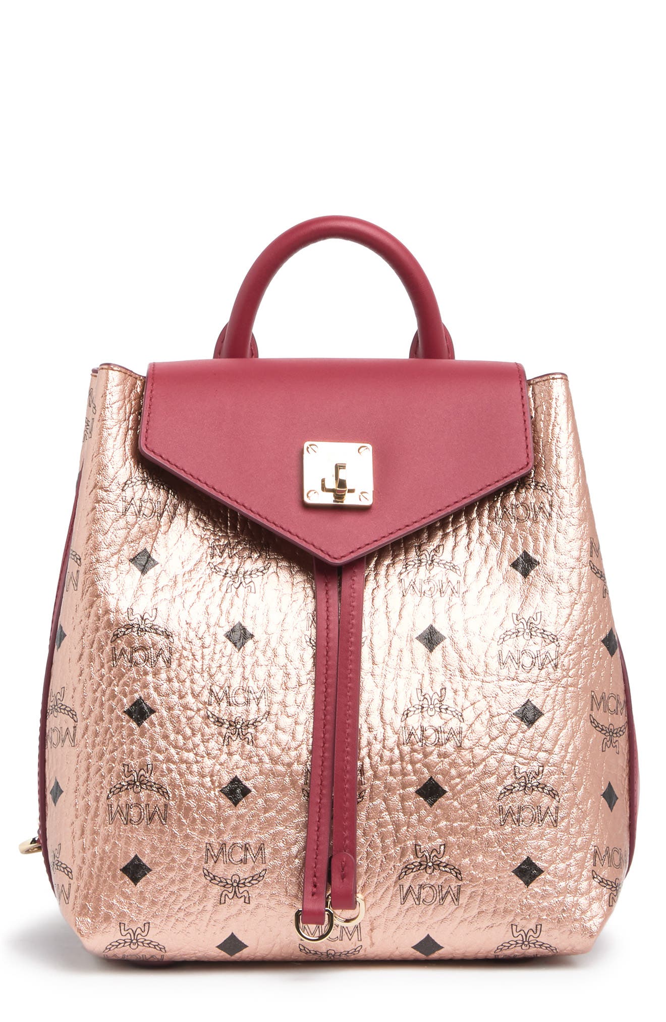 MCM MFO Colorblock Leather Backpack, Main, color, 